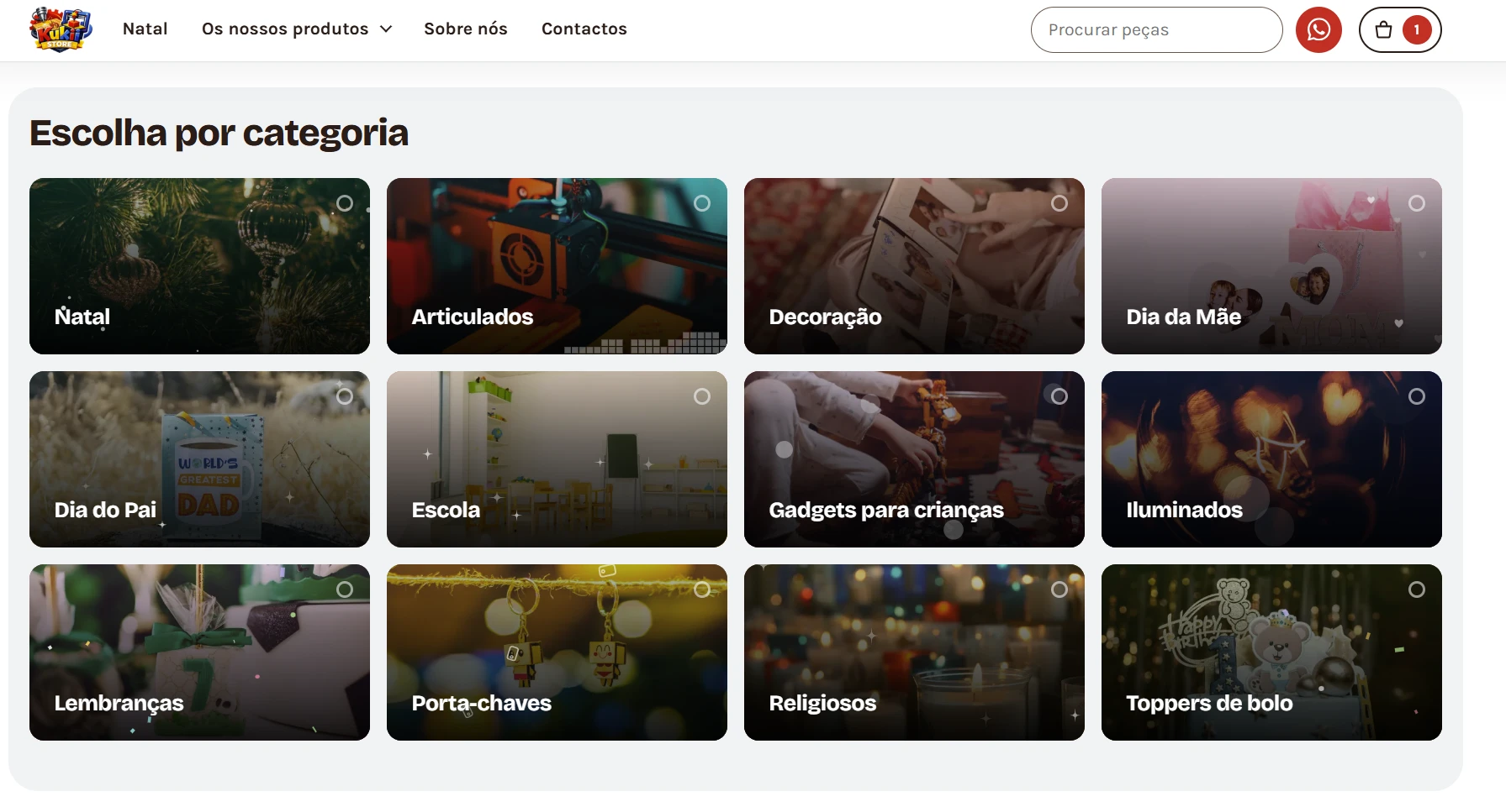 A loja da Kukii Store: as categorias, de Natal a toppers de bolo